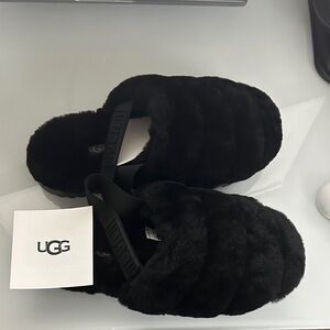 UGG Women's Black Shearling Slide Sandals